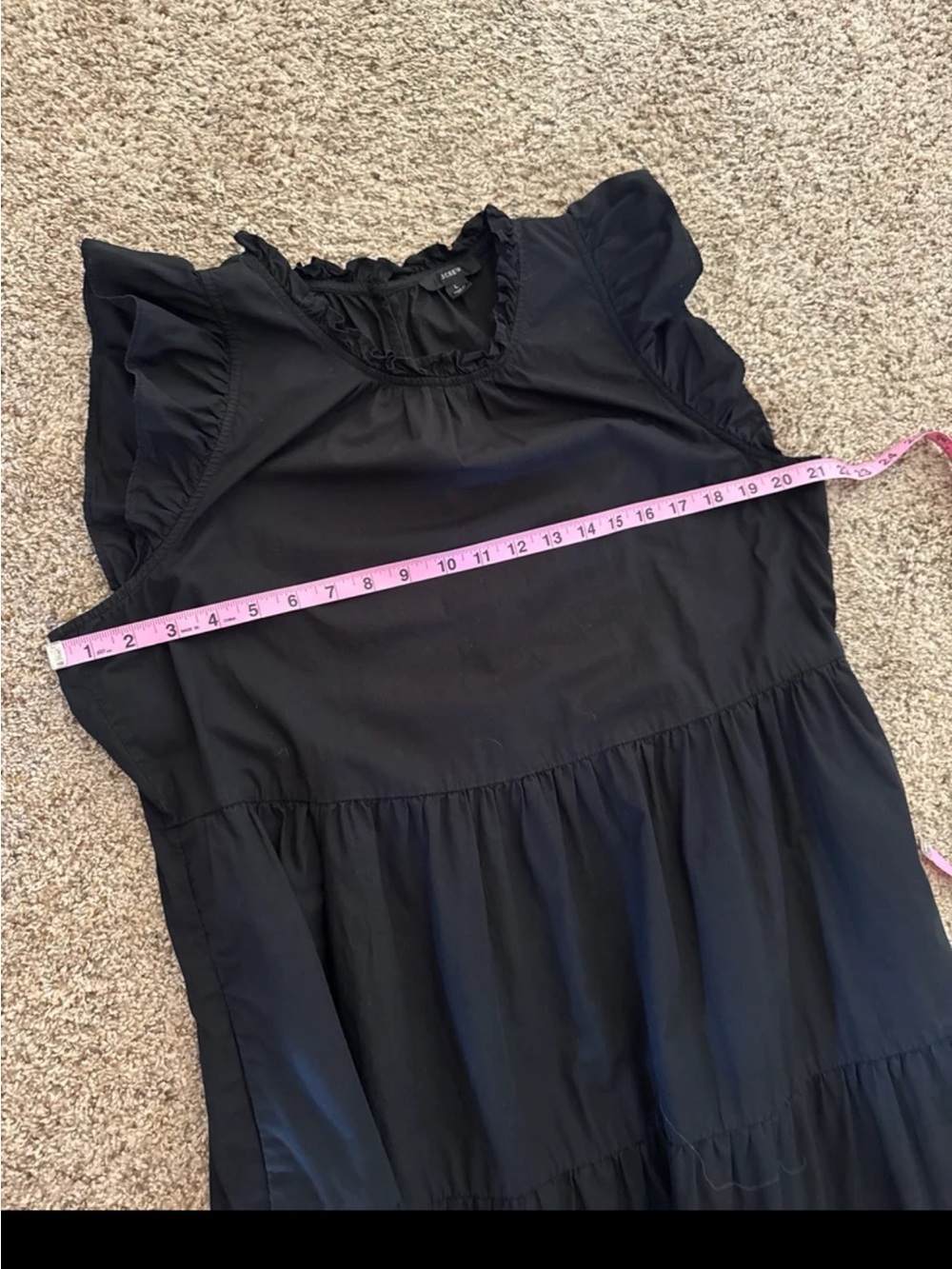 J.Crew Tiered ruffle-sleeve cotton poplin dress in Black size Large - Picture 10 of 12